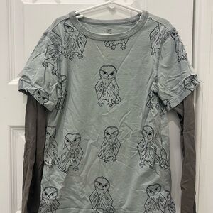 Tea Collection Gray Owl Print kid Shirt